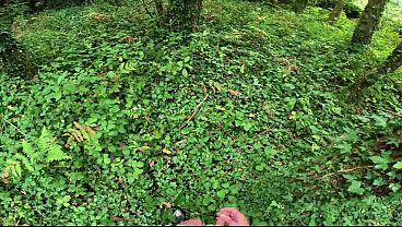 A woman in the woods riding a bike i ask her to watch my bike so it doesn't get stolen when i go to urinate i call her over and she helps me masturbate and gives me a blowjob under the green nature of the public forest 