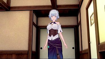 White Haired Beauty Poses in the Traditional Room &ndash_ 3D Animation