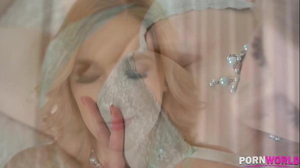 Beautiful pastel sexy blonde with big natural tits enjoys dildo