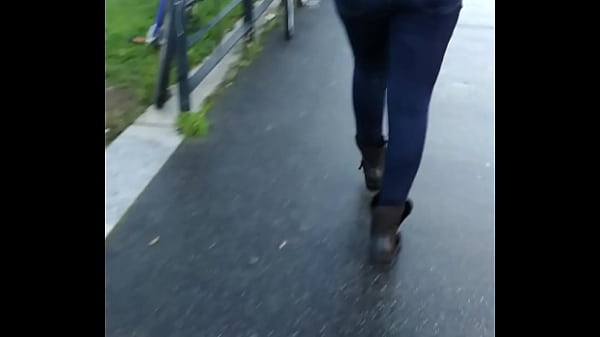 Candid blue jeans walking