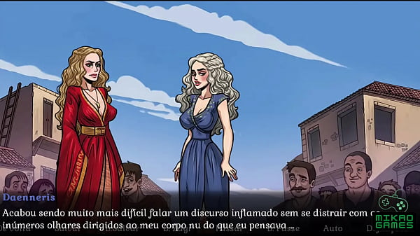Jogo parodia de Game of Thrones ep 24 Loira, Milf e Ruiva montando no Dildo 