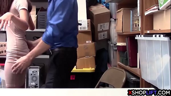 Asian petite teen thief suspected and fucked by a security guards big cock in his back office so he does not call the cops after he fucked her