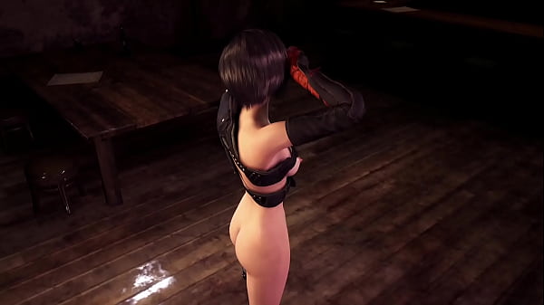 Horny slim Yuffie Kisaragi sensualy poses half naked at midnight 