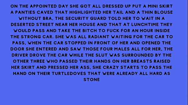 After fucking the security guard the naughty brunette told the security guard he had a fantasy of fucking with several males at the same time