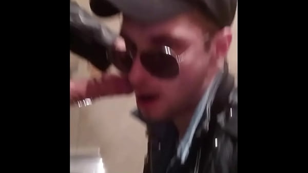 Leather Punk Biker Pissing on Young Skinhead in Public Toilet 