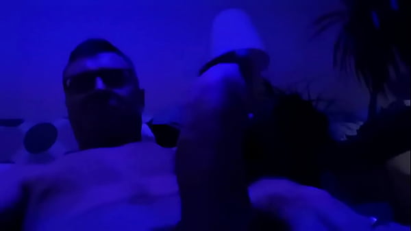 My body and hard cock in neon light