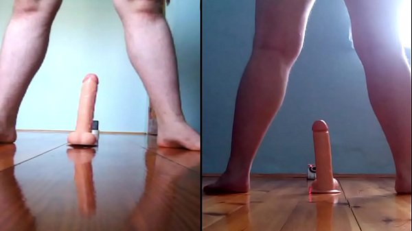 Monster dildo in ass. View from both_side (twocam)