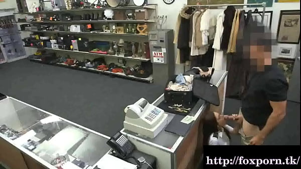 Cute stewardess needs money and_visits a dirty pawn shop