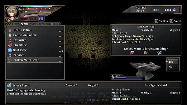 Roguelite game cursed blacksmith by ason cowgirl dungeon crawler alpha version trial