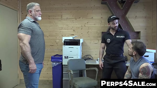 Officer Jaxon likes the idea and doesn&acirc;t mind getting a taste of hunky Keith before letting him go. Jaxon and Rick tag team to fuck Keith. 