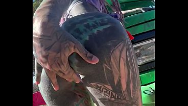 ALT TATTOO Couple perverse adventures outdoors on road trip 