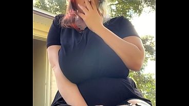 Alt MILF smokes outback 