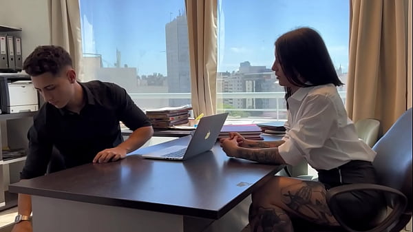 My slutty secretary seduces me and fucks me to avoid working 