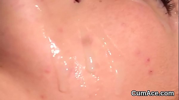 Slutty honey gets_cumshot_on her face swallowing all the ejaculate