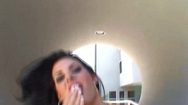 Nikki Loren takes a shot on her jugs and a creampie 