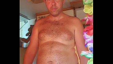 Nude boy in a camper of morning