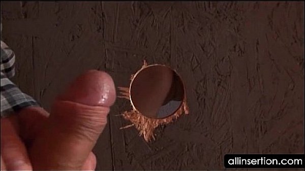 Bitch in stockings fucking dick on gloryhole