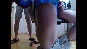 Spied on my str8 flatmate jerking off &_ helped him out