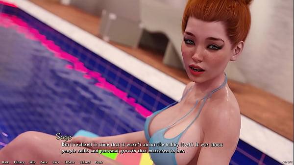 Being a dik #165 busty redhead girlfriend sits in her sexy blue bikini 