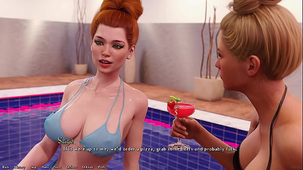 Being a dik #165 busty redhead girlfriend sits in her sexy blue bikini 