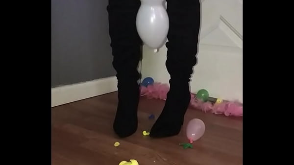 Latex high heel trample