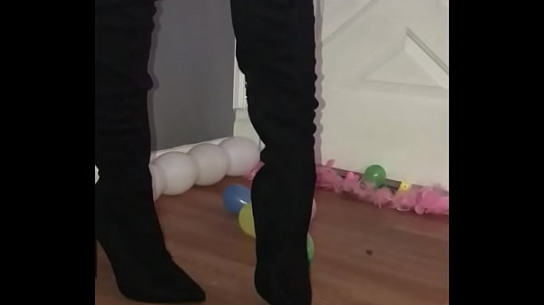 Latex high heel trample