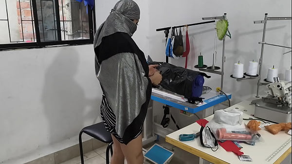 Indian seamstress masturbates deliciously in theclothing workshop