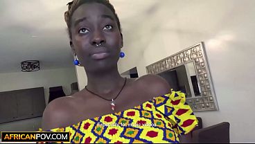 Busty black babe sucks white dick sloppy in homemade modeling audition