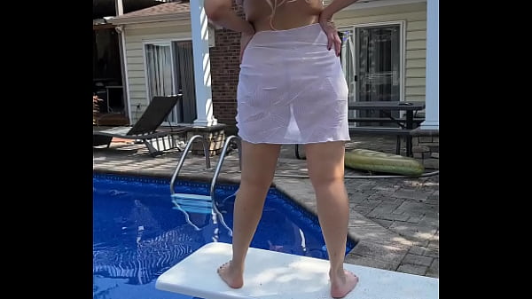 Sexy dance on diving board sheer skirt 