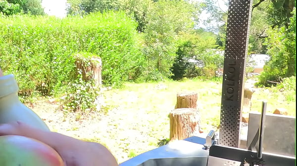 The nudist swan gets banged outdoors in the sun 