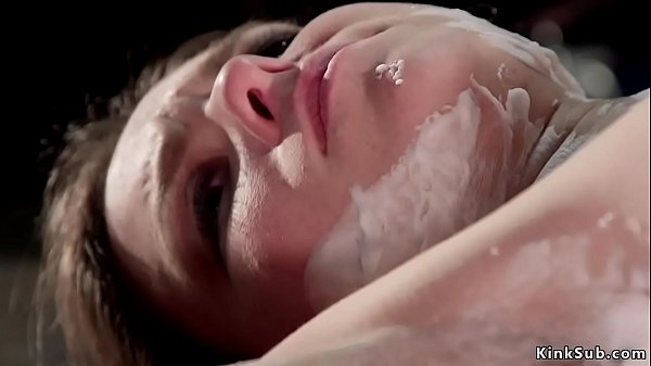 Brunette in rubber lingerie in devicebondage