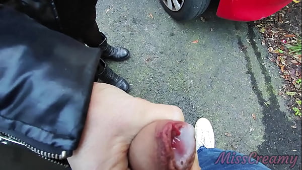 Dick flash I pull out my cock in front_of a hotgirl between cars on the publicstreet_and she_helps mecum Real very risky