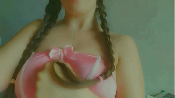 Horny and naughty student ahegao face hot babe with pig tails