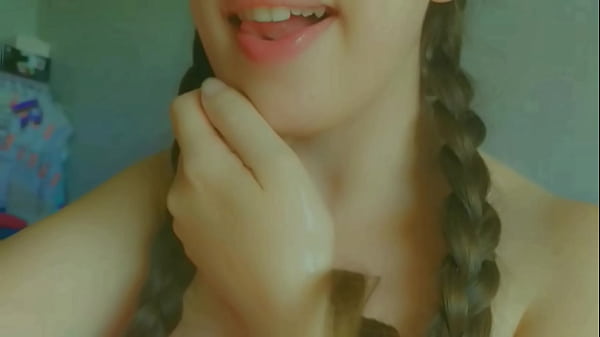 horny_and naughty student showing her_tongue mouth watering and masturbation