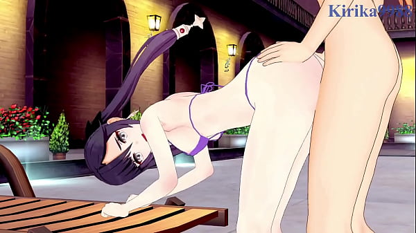 Mona and Chiori and Aether intense sex. - Genshin Impact Hentai 