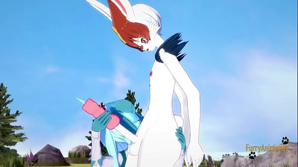 Pokemon Hentai Furry Yiff 3D - Glaceon handjob and fucked by Cinderace with creampie