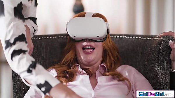 Busty redhead gets vr toyingexperience