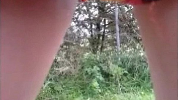 Walking outside and peeing upskirt through panty