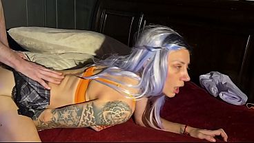 COLLEGE NYMPHO SWEATS AND CUMS ALL OVER TUTORS BED