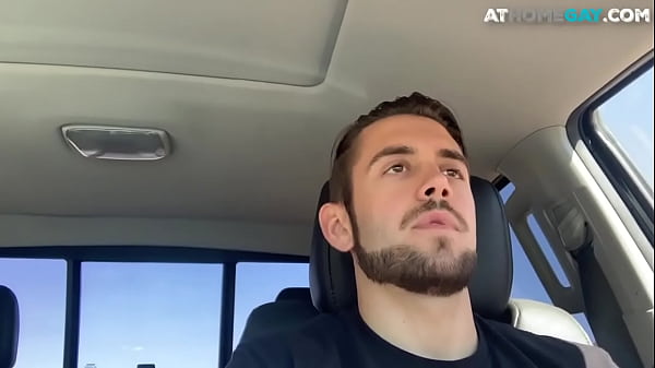 Fit jock wanking in car before jizz on hand 