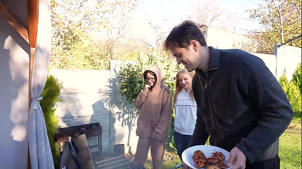 Hot girls joined party and seduced guys for foursome sex