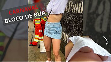 Exhibitionism At Carnival &ndash; Tits Popping Out In My Wet White Top - Exibicionismo No Carnaval - Peitos Pulando Pra Fora Blusa Branca Molhada thumbnail