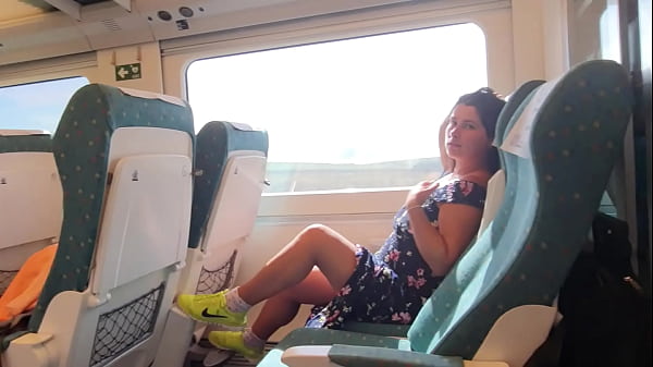 Play MP4 - Young milf seduces voyeur on public train&period;