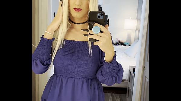 HOTTEST Blonde Crossdresser Looking In Mirror
