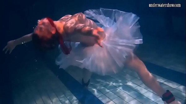 Bulava Lozhkova with_a red tie and skirt underwater