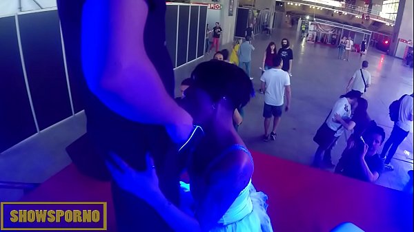 Ebony pornstar blowjob and fuck_on stage