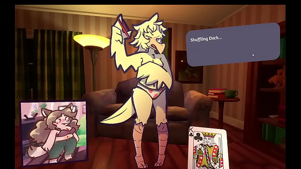 2 chicks playing poker_Furry Strip poker