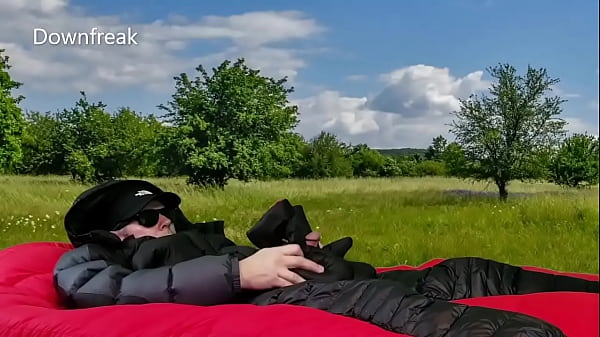 Jerking Off With_Parkasite Down Mittens Wearing Sherpa Down Jacket_And Down Pants.