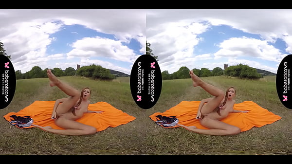 Solo redhead babe, Ornela Morgan is masturbating, in VR