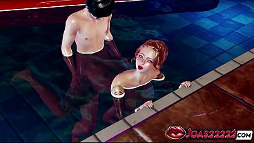 Redhead broya in pool 3d animation riding pose fuck with her huge boobs underwater doggystyle hard fuck prone bone concluding with a cum all over her body 